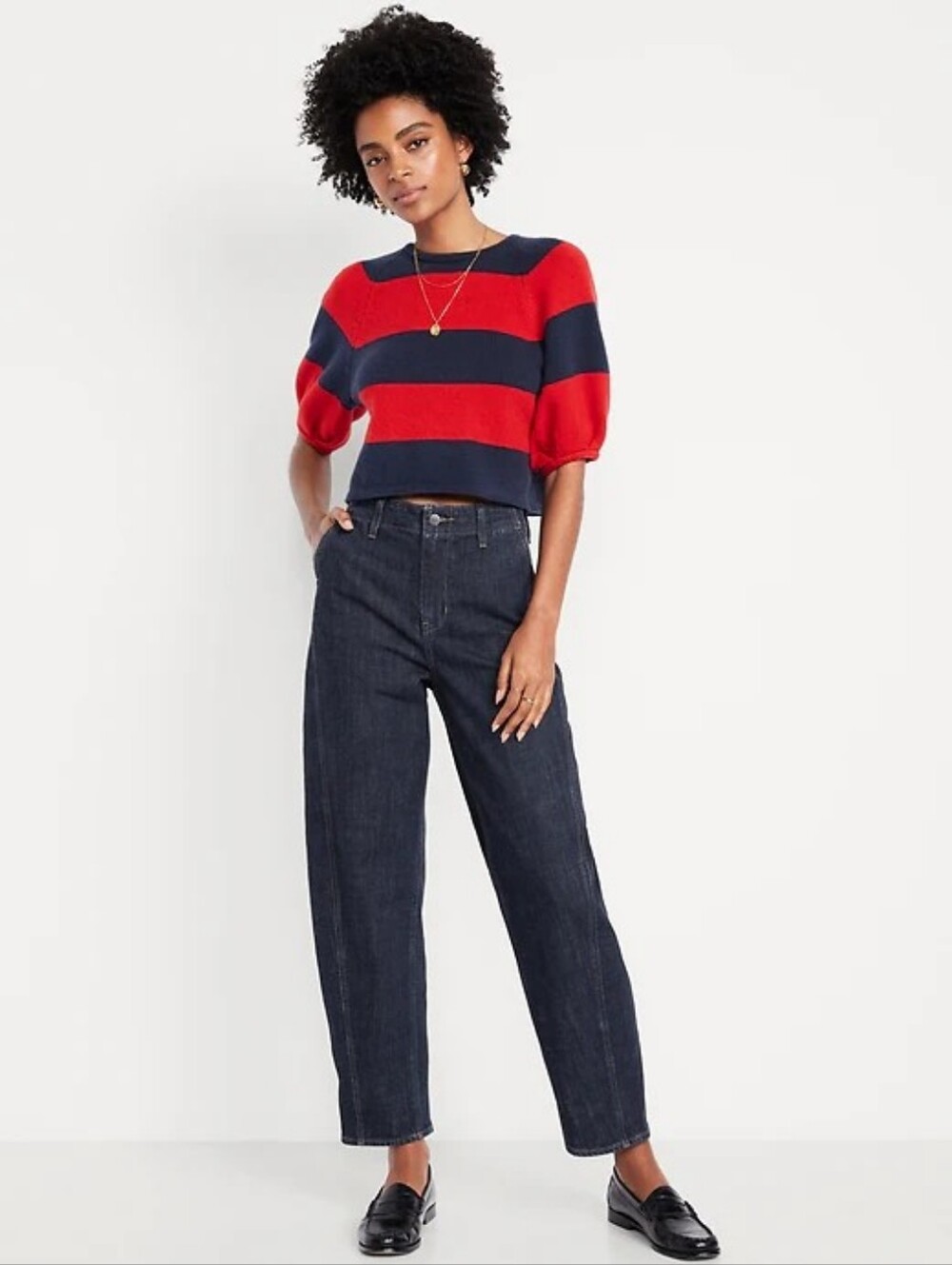 Old Navy High-Waisted Barrel Ankle Jeans, Dark Rinse, 6 Petite (NWT)